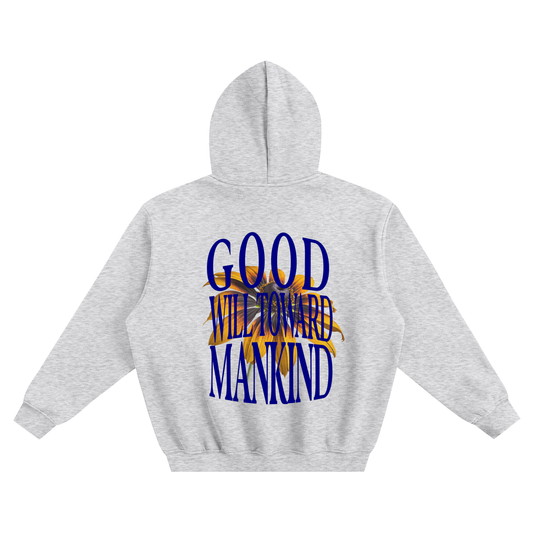 Peace On Earth Hoodie - Blue / Flower Gray